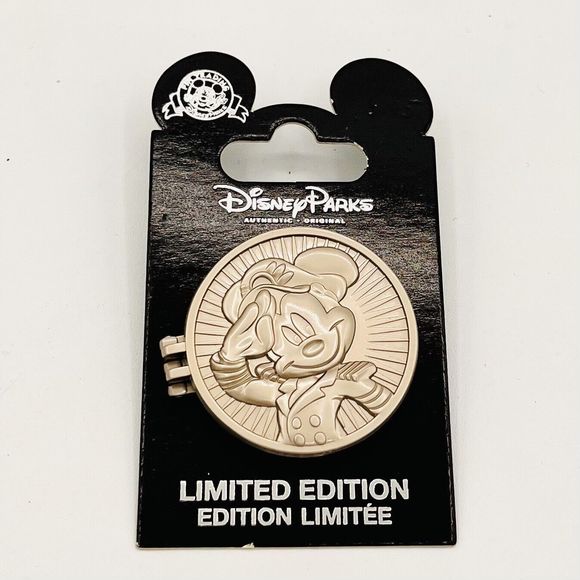 Disney Parks Captain Mickey Mouse Compass Pin. Hinged On Card. Never Removed. - Picture 1 of 3